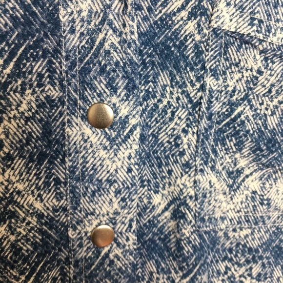 Boho blue white snap button shirt MOLLY & ISADOR - Picture 8 of 8